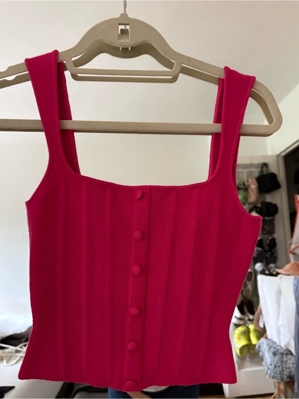 Guizio square neck knit corset top